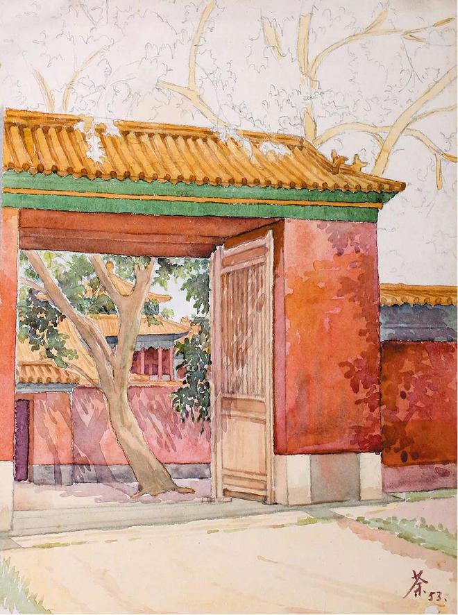 吴冠中水彩画作品 水彩寺院