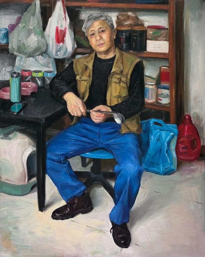 《爸爸的右眼肿了》80x100cm 布面油画2022